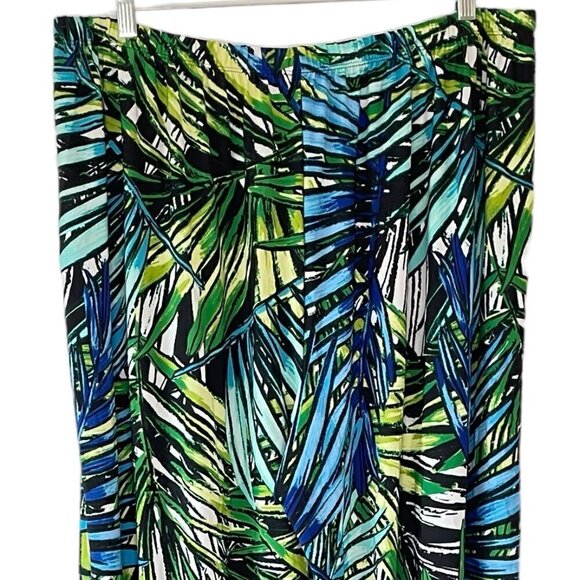 Melissa Paige Pull on Wide Leg Palazzo Pants Tropical Fern Print Size 3X - Picture 3 of 7